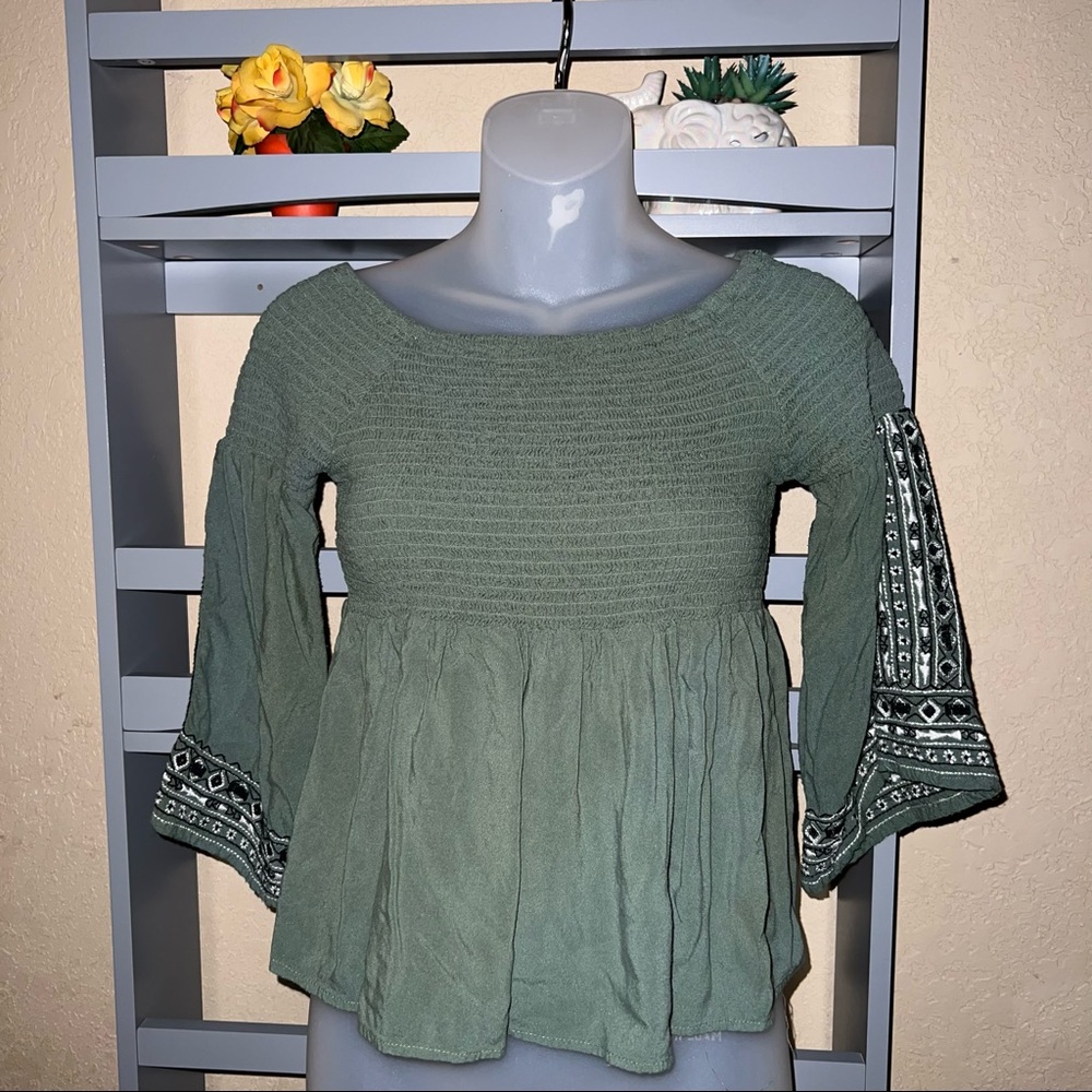 Blue Rain Smocked Top